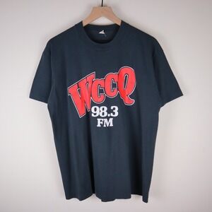 Vintage WCCQ 98.3 Country Radio Joliet Illinois Shirt Black XL 21x27.5